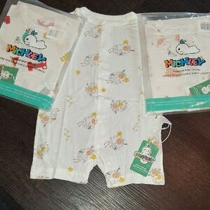 Set Of 3 Michley Baby Rompers Size 66/ 3-6months 70% Bamboo 30% Cotton